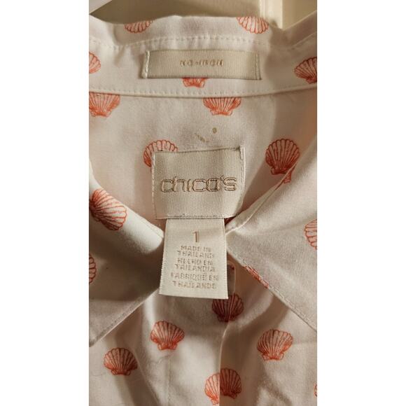 NWOT Chico's Size 1 (M or 8) Long Sleeve Shell patterned blouse - Picture 2 of 4